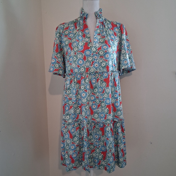 Tuckernuck Aqua and Red Patterned Mini Dress - Picture 2 of 10